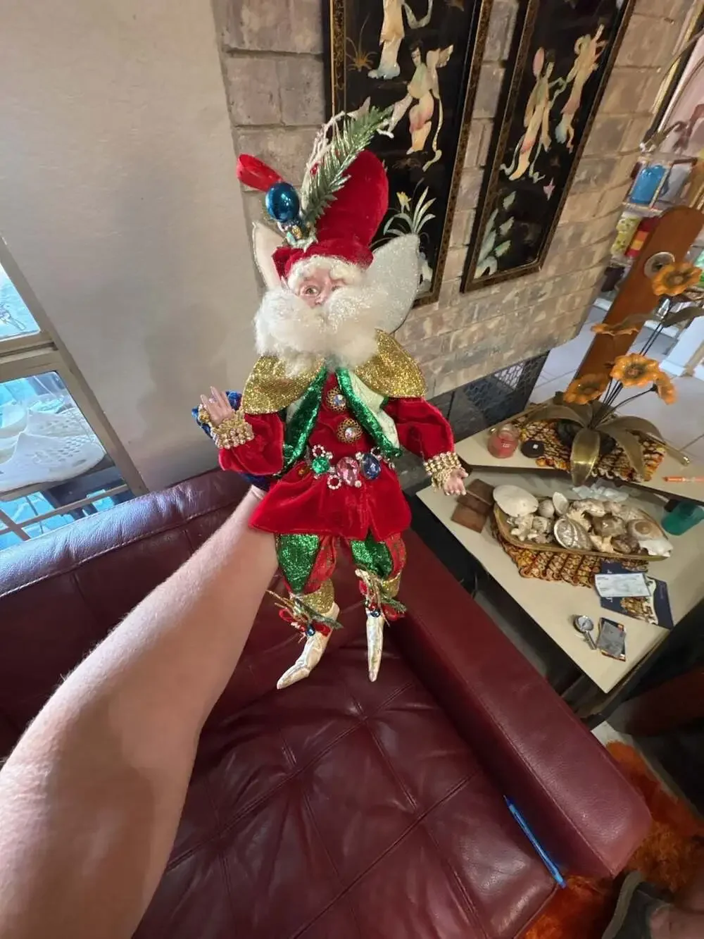 Mark Roberts Christmas Fairy Figurine Red Green Velvet Collectible
